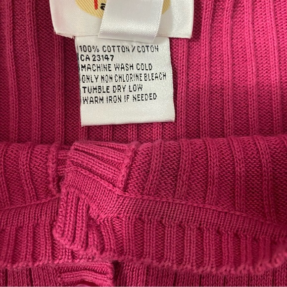 Talbots Ribbed Cardigan Button Up Long Sleeve Sweater Womens Small Barbie Pink - Picture 8 of 8